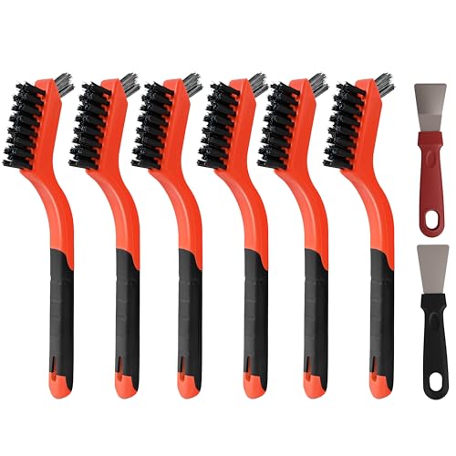12 Pieces Nylon Brush Set, Nylon bristles for Cleaning Welding Slag and Rust,Scratch Brush with Mini Head & Hanging Hole for Everyday Cleaning - color: Nylon