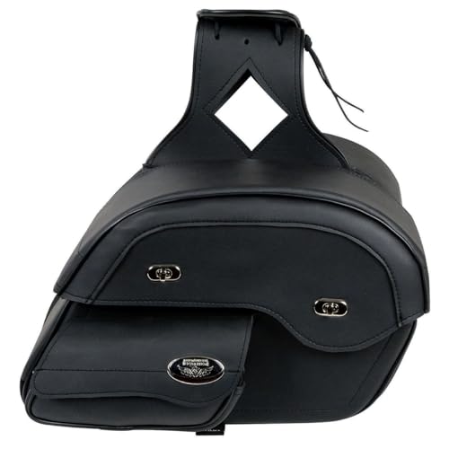 Milwaukee Leather MP8305 Black PVC Cruiser Style Slant Pouch Throw Over Saddlebags - One Size