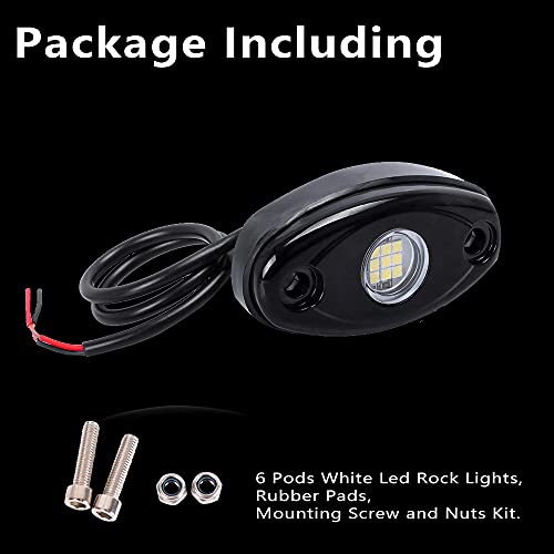 White LED Rock Lights 6 Pod Waterproof LED Neon Underglow Light for Car Truck ATV UTV SUV Off Road Underbody Glow Trail Rig Lamp Rock Lights (White) - color: White, size: 6 Pods