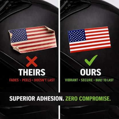 American Flag Hard Hat Stickers (3pack) Waterproof Heavy Duty Vinyl Decals for Helmets Curved Surface Fit Made in USA 1.5 x 2.9 inches