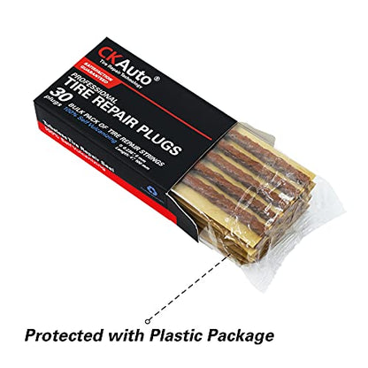 CKAuto 30pcs 4" Brown Tire Repair Strings, Automotive Tool Tire Repair Plugs for Tubeless Off-Road Tires Car, Bike, ATV, UTV, Wheelbarrow, Mower - color: Brown, size: 4" x φ0.236" 30pcs