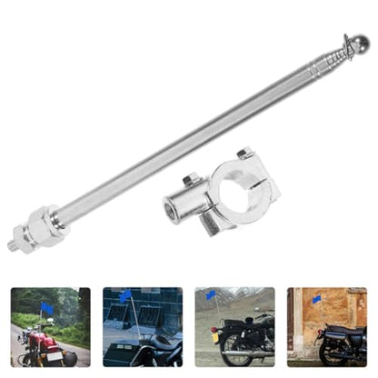 Levemolo Bike Flag Pole Kit Steel and Aluminum Alloy Adjustable Height 2pcs Secure Support, Telescopic Safety Flag Holder for Mountain Bike and Motorcycle Handlebar for Riding and Biking
