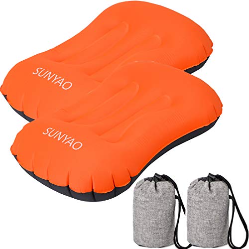 Ultralight Inflatable Camping Pillows - Compressible, Compact, Inflatable, Comfortable, Ergonomic Pillow for Neck & Lumbar Support While Camping,Backpacking,Hiking - color: 2 Pack Orange, size: 2 Count (Pack of 1)