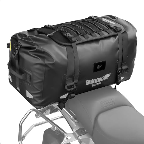 Rhinowalk Motorcycle Saddle Bag 65L – Large Waterproof Tail Bag with Expansion Panel, MOLLE System Touring Backpack for Long Rids - size: 65L