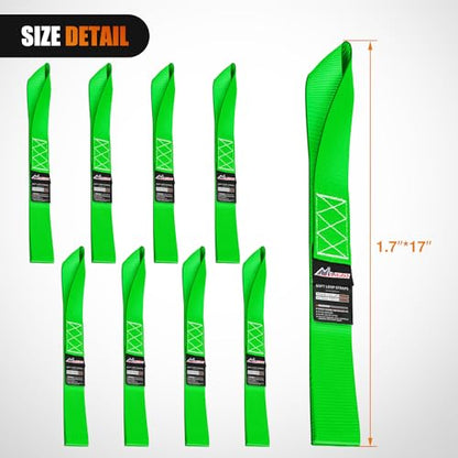 Nilight Soft Loop 1.7”×17" Motorcycle Tie Down Straps Heavy Duty 12000Lbs Max Break Strength for Securing ATV UTV Kayak Moving Cargo (8PK-Green) - color: Green