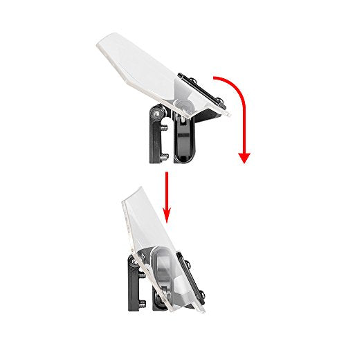 Motorcycle Adjustable Clip On Extension Windshield Spoiler Wind Deflector Kit (Clear Lens - Silver Clip)