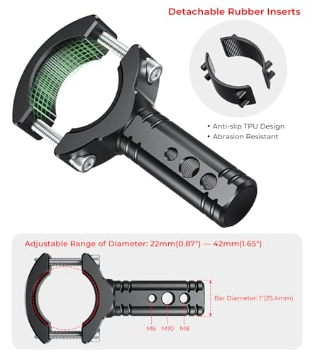 VAZESWIN Solid Aluminium Alloy Light Bar Mounting Bracket for Spotlight Fog Light, Horizontal & Vertical Adjustable Rotating Tube Clamp Mount for 0.87"-1.65" Motorcycle ATV UTV Roll Bar (1 PC)