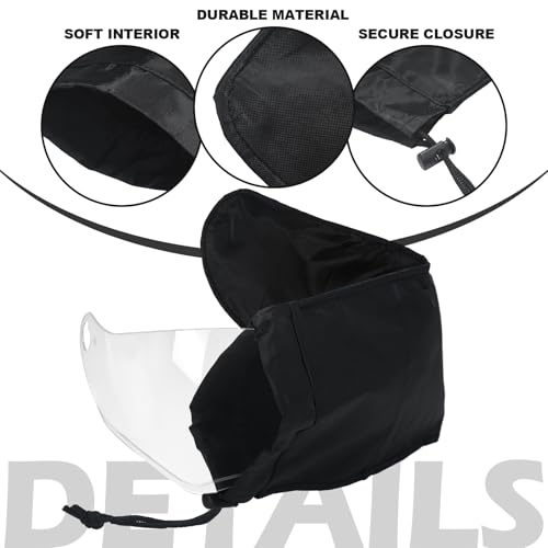 Cutecrop 2 Pcs Motorcycle Helmet Visor Bags Black for Storing and Carrying Helmet Visor Scratch Face Shield Sleeve with Scratch Fleece Soft Lining