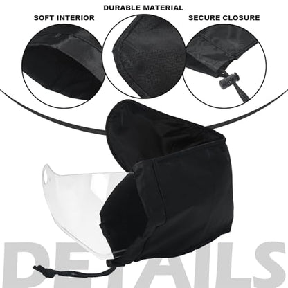 Cutecrop 2 Pcs Motorcycle Helmet Visor Bags Black for Storing and Carrying Helmet Visor Scratch Face Shield Sleeve with Scratch Fleece Soft Lining