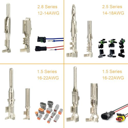 859pcs Automotive Electrical Pin Connectors Kit 1.5/1.8/2.5/2.8mm Pin Terminals Wire Connector Pins Male Female Crimp Pins with Wire Seals Terminal Removal Tool and Tweezer for 22-12 Gauge Plug - color: 859pcs Pin Terminals