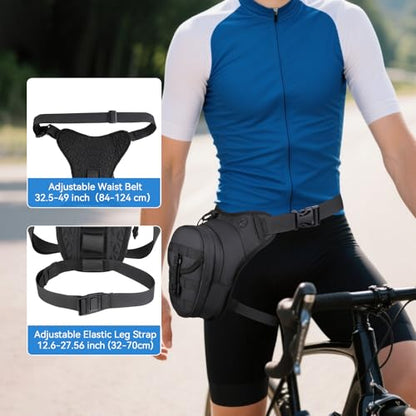 MOSISO Thigh Bag, Motorcycle Leg Bag for Men Women, Universal Expandable Multifunctional Storage Pouch Tactical Water Resistant Drop Leg Bag for Outdoor Sports Cycling Hiking Fishing Climbing, Black