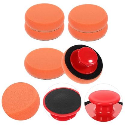 Car Wax Applicator Pad Set Kit with Plastic Handle for Polishing and Waxing Cars Motorcycles and Boats Durable Buffing Sponge for Body Repair and Detailing
