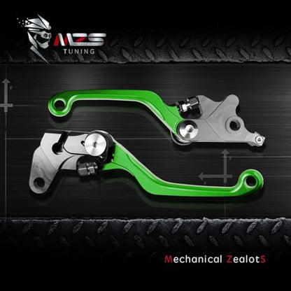 MZS Green Dirt Bike Brake Clutch Levers Pivot Adjustable CNC Compatible with KLR650 KLR 650 2008-2025 / KL250 Super Sherpa 2009-2010 - color: Green, size: KLR650/KL250