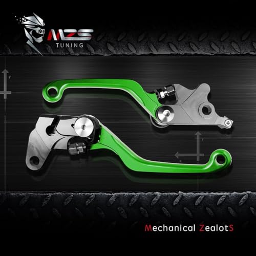 MZS Dirt Bike Brake Clutch Levers, Pivot Adjustable Motorcycle Lever CNC Green Compatible with KX250F 2013-2020 / KX450F 2013-2018 / KX250 2019-2020 - color: Green, size: KX250F/KX450F