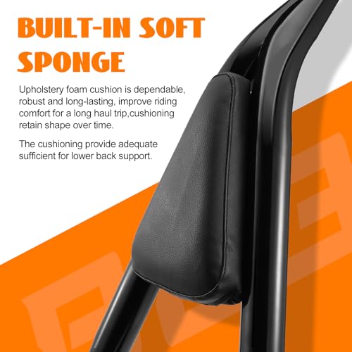 Motorcycle Backrest Sissy Bar Detachable Passenger Assembled Backrest Rear Pad Upright 28" Compatible With Harley Touring Road King Road Glide Street Glide Electra Glide Road King 2009-2026 - color: Black-One Pice Fit '09-Up (Clips w/ Key)