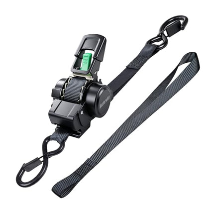 Retractable Ratchet Straps, 1" x 12' Heavy Duty Auto Self Retracting Ratchet Straps, Tie Down Straps for Trucks Trailer Car Motorcycle ATV UTV Kayak Boat（1 Pack） - size: 1"x12'-1pcs