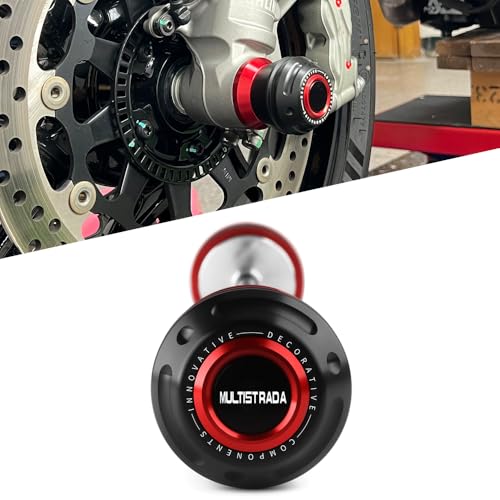 Motorcycle Front Wheel Axle Fork Slider Crash Protector Compatible With Ducati Multistrada V4 V4S V2 V2S 950 1200 1200S 1260 1260S 2010-2024 2025 2026 Accessories (Red) - color: red