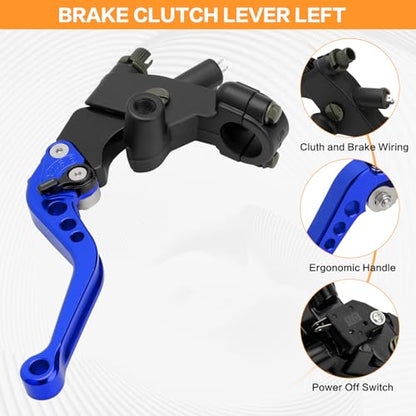 Motorcycle Brake Pump Lever 7/8" 22mm Hydraulic Master Cylinder Reservoir Clutch CNC Left & Right Set Universal Replacement for Harley Honda Kawasaki Suzuki Yamaha (Blue) - color: Blue
