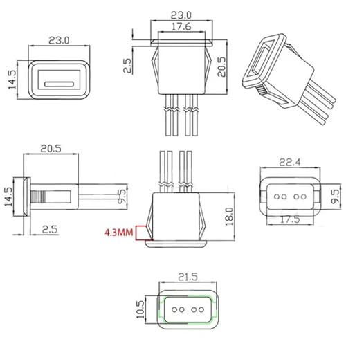 2/4/6PCS 2Pin USB 2.0 USB Female Pigtail Cable Power Jack DC 5V 3A Charging Port Connector Charge Interface with Open Cable USB Charger Flush Mount Socket for DIY Repairing (4)