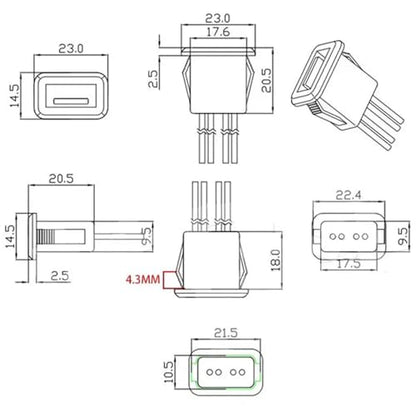2/4/6PCS 2Pin USB 2.0 USB Female Pigtail Cable Power Jack DC 5V 3A Charging Port Connector Charge Interface with Open Cable USB Charger Flush Mount Socket for DIY Repairing (4)