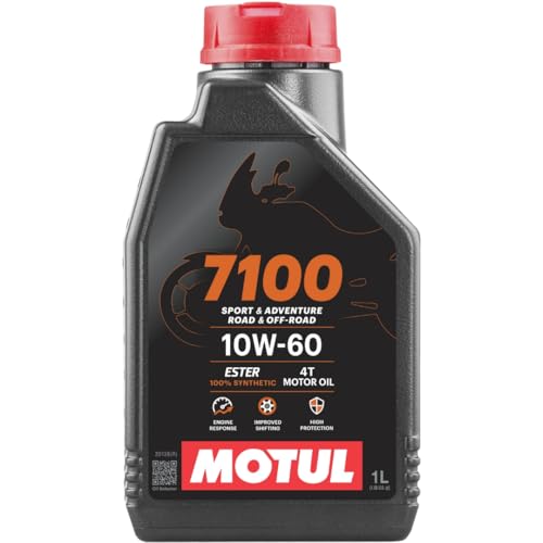 Motul 7100 4T 10W-60 100% Synthetic Ester Motorcycle Oil - JASO MA2 API SP Wet Clutch Compatible for Indian Moto Guzzi MV Agusta High-Performance Engines - 1L - color: 10W-60, size: 1L