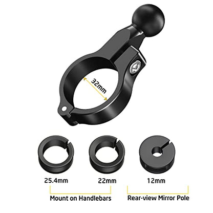 iMESTOU 17mm Aluminum Motorcycle Phone Holder Handlebar Grip Ball 0.67 Inch/17mm Fit for 22-32mm Handlebars