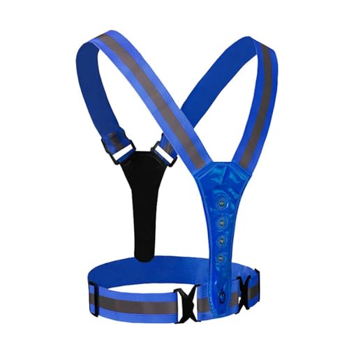 Warning Vest with LED Lights Providing Enhanced in Dark Conditions for Runners and Riders Cyclists Runner Clothing - color: royal blue