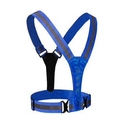 Warning Vest with LED Lights Providing Enhanced in Dark Conditions for Runners and Riders Cyclists Runner Clothing - color: royal blue