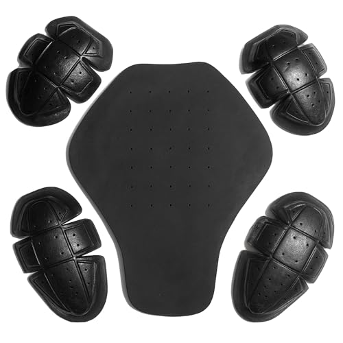 Jackets 4 Bikes Motorcycle Jacket Armor 5 PC CE Certified Level 1, Universal Fit, Shoulder Elbow Back 5PC Set Black - color: Black