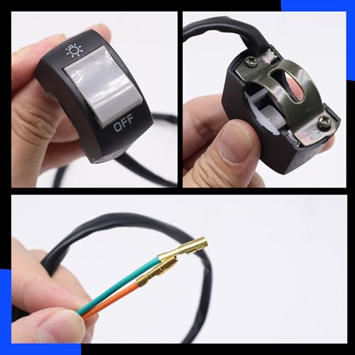 1 Piece Motorcycle Handlebar Switch Push Button On Off Switches Tuning Part for U5 U7 U2 LED Motorcycle Light Switch Bicycle Scooter Electrombile Bike-Fits 7/8" Handlebars (22mm) Grey
