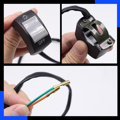 1 Piece Motorcycle Handlebar Switch Push Button On Off Switches Tuning Part for U5 U7 U2 LED Motorcycle Light Switch Bicycle Scooter Electrombile Bike-Fits 7/8" Handlebars (22mm) Grey