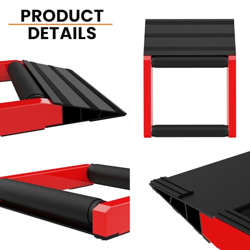 GRAND PITSTOP Motorcycle Roller Wheel Cleaning Stand - Paddock Stand Replacement - Wheel Roller Stand with Ramp Support for tire Cleaning & Chain Lubrication - (Bikes < 600 lb) - color: Black Red