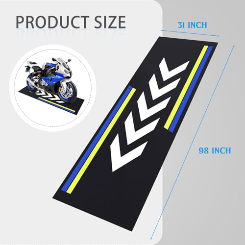 Drydiet Motorcycle Mat Garage Floor Rug Washable Parking Mats for Garage Floors Non Slip Oil Absorbent Pad Rubber Backing Layer Protects Floor(Arrow Style,98 x 31 Inch) - size: 98 X 31 Inch, style: Arrow Style
