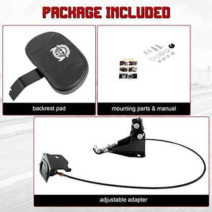 INNOGLOW Motorcycle Backrest - Detachable Adjustable Driver Rider Backrest Black Back Rest Pad Fit for Harley Davidson Touring Street Glide Electra Glide Road Glide Road King CVO 2009-2026 - color: Style-2/Black Arm(with skull printed)