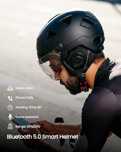 ILM Smart Adult Bike Helmet with Automatic G-Sensor Turn Signal & Brake Warning LED Light Control Road Cycling Helmet E3-12LS - color: Bluetooth Yellow Blue, size: XX-Large