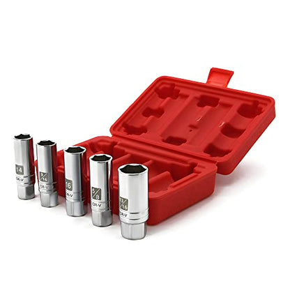 5PCS Magnetic Spark Plug Socket Set Includes 14mm 16mm Thin Wall Socket and 9/16-inch 5/8-inch and 13/16-inch Sockets 3/8-inch Drive Magnet Retains Spark Plugs - size: 5PCS Set