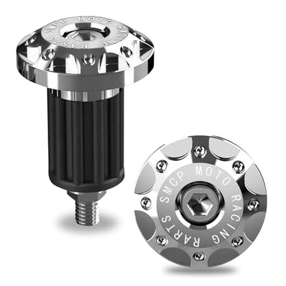 2 PCS Universal Motorcycle Bar End Plug, Shockproof Handlebar End Caps, 7/8" Aluminum Alloy Handlebar Grip End Caps Replacement, for Most Motorcycles (Silver) - color: Silver