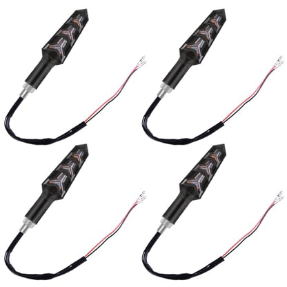 Kinstecks 4PCS Motorcycle Turning Indicators Flowing Turn Signal Lights 12V 12 LEDs Bulbs for Motorbike Scooter Quad Cruiser Off Road-Y Shape
