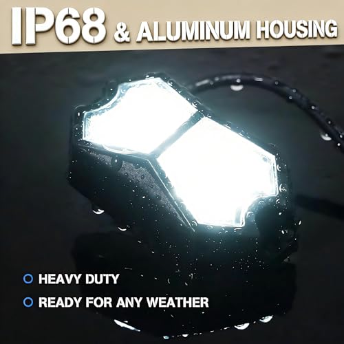 4 Pods White LED Rock Lights,18 LEDs Aluminum Housing IP68 Waterproof Neon Underglow Trail Rig Lamp for Truck,SUV, ATV, UTV, Motorcycle & Off-Road Vehicles - color: 4PCS White
