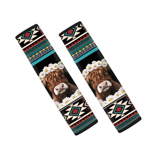 GIFTPUZZ Aztec Yak 2Pcs Car Seat Belt Cover Pads Baseball Ghost Pattern Shoulder Seatbelt Pads Cover Car Seatbelt Shoulder Strap Cushion Pads Universal Fit for Cars Bags - color: Aztec Yak