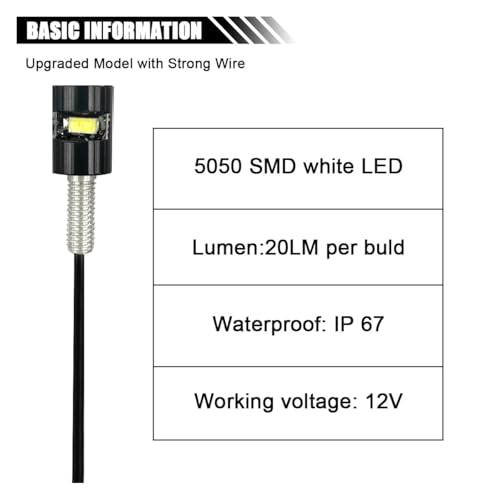 smilfuy 4PCS 12V LED License Plate Light, Waterproof LED Bulb Tag Light Motorcycle License Tag Screw Bolt Lamp for Car Truck RV ATV