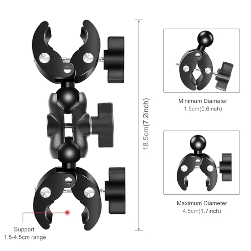 PULUZ Motorcycle Bike Handlebar Double clamp Mount with 59" Invisible Selfie Stick for insta360 X4/X3/X2/XONE/GO2/3 Action Camera - style: Double-Head Clamp Kit