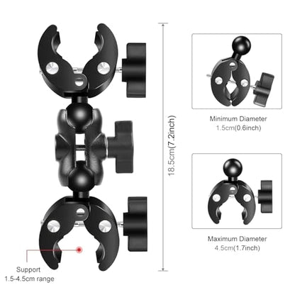 PULUZ Motorcycle Bike Handlebar Double clamp Mount with 59" Invisible Selfie Stick for insta360 X4/X3/X2/XONE/GO2/3 Action Camera - style: Double-Head Clamp Kit