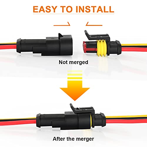 NAOEVO 3 Pin Connector Waterproof, 16 AWG 3 Wire Connectors, Automotive Electrical Male and Female Plug with Heat Shrink Tubing for Car Truck Boat Wire Connection, 6 Kits - size: 3 Pin