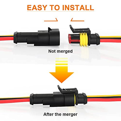 NAOEVO 3 Pin Connector Waterproof, 16 AWG 3 Wire Connectors, Automotive Electrical Male and Female Plug with Heat Shrink Tubing for Car Truck Boat Wire Connection, 6 Kits - size: 3 Pin