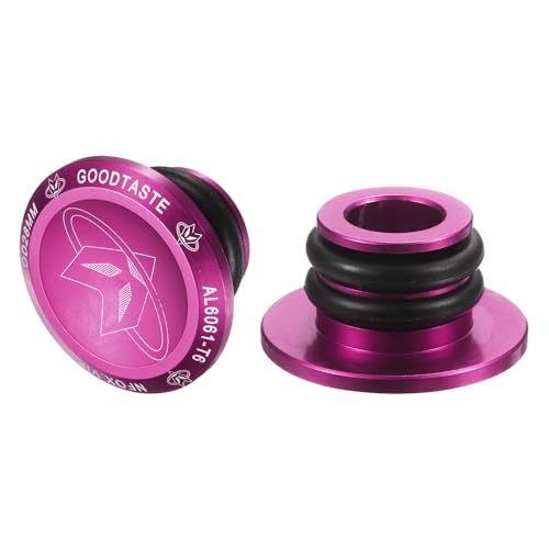 HARFINGTON Bar End Plugs Aluminum Handlebar End Caps Bike Plugs 0.57oz with Matching Rings for MTB Road BMX Fixed Gear Bike, Pink - color: Pink