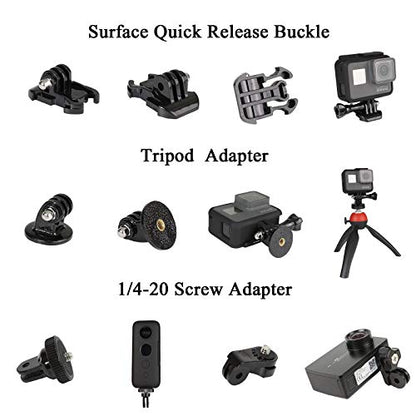 Universal Action Camera Accessory Kit for GoPro Hero 13 12 11 10 9 8 Go pro Max 2 Insta360 X5/X4/X3 DJI OSMO Action 6 5 Pro Pocket 4 3 360 Cam, Motorcycle Helmet Base Adhesive Tripod Adapter Mount