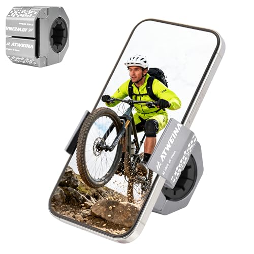 Bike Handlebar Mounts for 4.5-7.2 Phones (Silver) | 360 Degrees Rotate Aluminum Alloy Frame Half-Enclosure Design - color: Silver