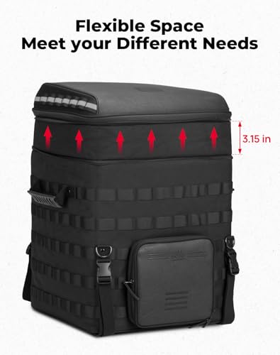 KEMIMOTO Folding Motorcycle Sissy Bar Tail Bag with Quick Access Window Expandable 53-60L Travel Luggage Helmet Bag for Touring Adventure Softail Road King Road Street Glide R 1250 1300 GS Tenere 700