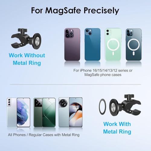 EEEKit Exercise Bike Phone Holder, Magnetic Handlebar Phone Mount for iPhone Magsafe and All Smartphones, for Stationary Treadmill Gym Fitness Equipment